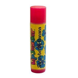 Vintage Bonne Bell Spring Flowers Lip Smacker Balm Strawberry Banana Bubble Font